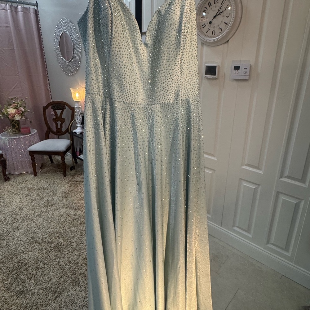 Elegant Silver Evening Gown